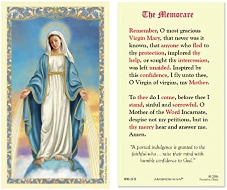H Холи линии 25-пакет на Дама на Грејс ламинирани молитвени картички со молитва за меморија на грб