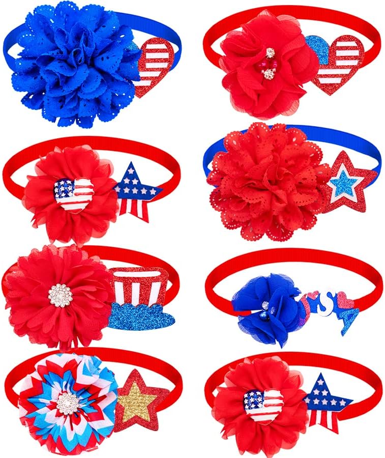 10 парчиња/пакет 4 -ти јули кутре кучиња кучиња, комбинација кучиња лакови од стилови на вратот сина/црвена starвезда американска знаме