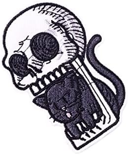 Компатибилен со CAT во устата на скелетот за скелети на черепот, везена апликација железо на шиење на амблем за спорт на отворено