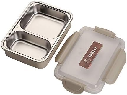 Протек за протекување на кутија за ручек со бенто со прибор за ручек од не'рѓосувачки челик со делители што може да се користи за еднократно јадење