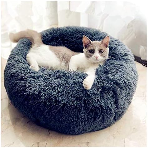 Ванглуканг тркалезна мачка куќа пастела долга плишана корпа за кучиња корпа за домашно милениче, перница мачка мачка мачка животинско спиење