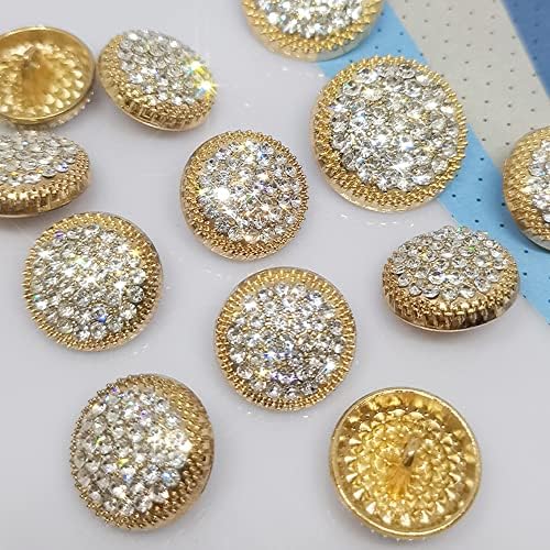 12 парчиња луксузни тркалезни кристални копчиња мода метални копчиња од ринестон за шиење облека DIY декор