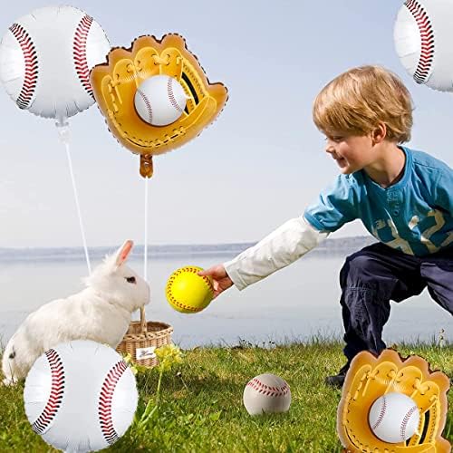 9 Парчиња Бејзбол Балони И Балони За Бејзбол Ракавици 20 Инчен Спортски Миларен Балон За Роденденска Забава Со Тематика За