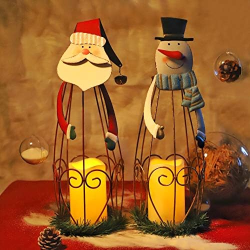 Мортиме 2 Пакет Божиќ Свеќа Фенер СО LED Светла, Метал Осветлени Дедо Мраз Фенери За Божиќ Одмор Дома Украси