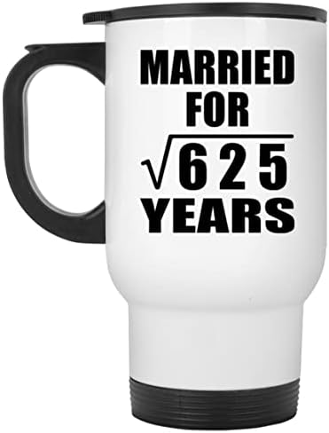 Дизајнирајте ја 25-Годишнината Во Брак За Квадратен Корен од 625 Години, Бела Патна Кригла Изолирана Гимнастика Од Нерѓосувачки Челик 14оз,