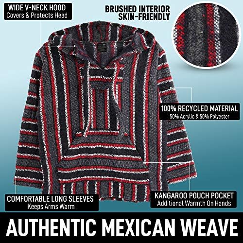 Автентична Мексиканска Долна Качулка - Ткаена Пуловер Џемпер Јакна