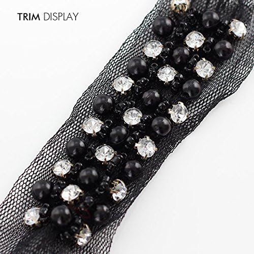 5 пати занаетчиски брада црни бисери кристални ригистони украсени чипка ткаенина лента за лента за облека за облека за шиење T288