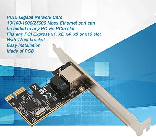 Мрежа картичка PCIE Gigabit, 10/100/1000/25000 Mbps PCI Express Ethernet картичка RJ45 LAN контролер со заграда од 12cm, поддршка