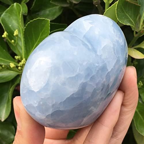 Кристал груби кристали и лековити камења Природни сини цеститски кристални украси во форма на срце, полирани loveубовни камен