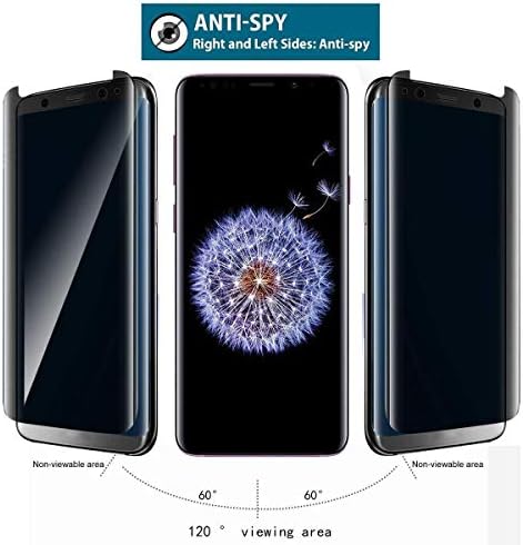 Galaxy S9 Plus Plus Ecter Pratector Privation Temered Glass, YMH Anti Spy Anti-Bratch Bubble Free Case Friendly Easy Install 3D 9H тврд заштитник