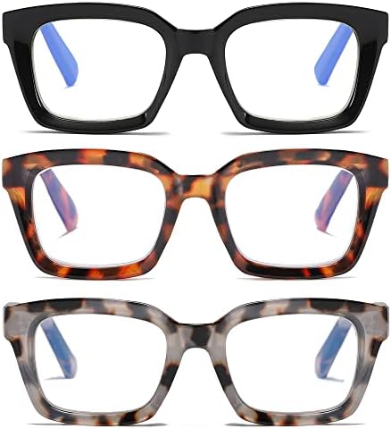 Нанако 3 пакуваат компјутерски очила за жени - Сини очила за блокирање на светлина преголеми квадратни дами