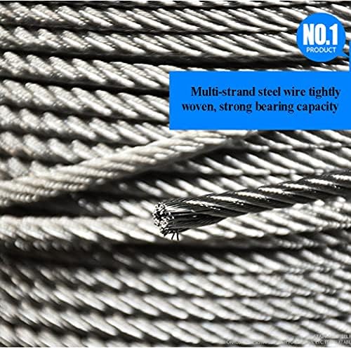 BBGS жичен кабел за јаже, 50m не'рѓосувачки челик кабел за висина анти-кабелска суспензија на челична лесна светлина, градинарски