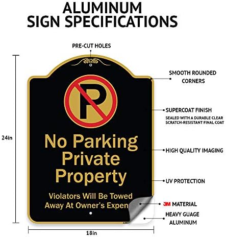 Знак на серија за дизајнери на ознаки - Приватен пат за жители и гости само без престапување црно и злато 18 x 24 Алуминиумски знак со тешки мерачи
