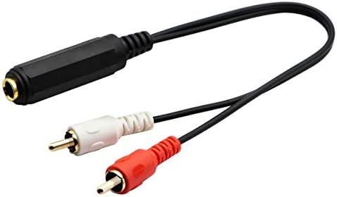 ZdycgTime 6,35 mm до 2 RCA Y Сплитер кабел, позлатен 6,35 mm TRS женски до 2 RCA машки стерео аудио аудио адаптер за проширување на сплитер