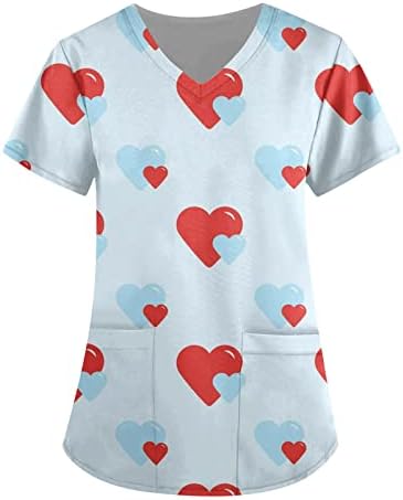 Печатете ги униформите на медицинска сестра за жени, забавни маици со врат за работни маици за печатење на вineубените, плус кошула со големина