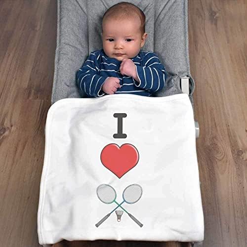 Azeeda „Јас го сакам бадминтон“ памучно бебе ќебе / шал