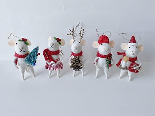 Zjhbone Wool почувствува 5 -тина украс за Божиќ на глувчето со различен подарок што виси глушец за украс на новогодишна елка