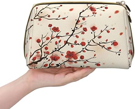 Огнот Јапонски Пролет Слива Цветни Тоалет Торба Патување Организатор За Мажи И Жени, Лесна Кожа Шминка Торба Голема Козметичка Торба