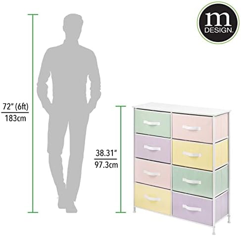 Mdesign 38.31 Висока челична рамка/дрво за складирање мебел за мебел со 8 отстранливи фиоки за ткаенини - Голем организатор на биро за спална