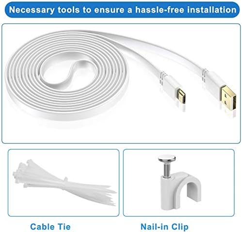 Elebase Micro USB кабел за напојување 30 стапки, рамен кабел за полнење со микро USB, полнач за Wyze Cam Pan V3, Yi Cam, Nest Cam, Blink Mini