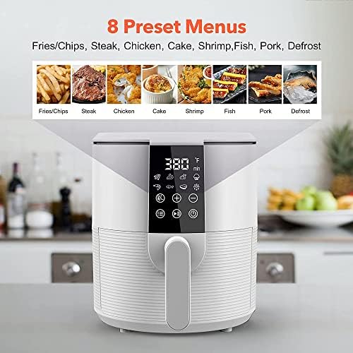 3,5QT Fryer Fryer со LED дигитален дисплеј, контрола на температурата, 8 претходно поставени режими за готвење, книга за рецепти