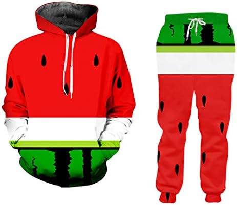 Овошен стил 3Д лубеница Печати мажи и жени двојки костуми панталони за џогирање во Раглан