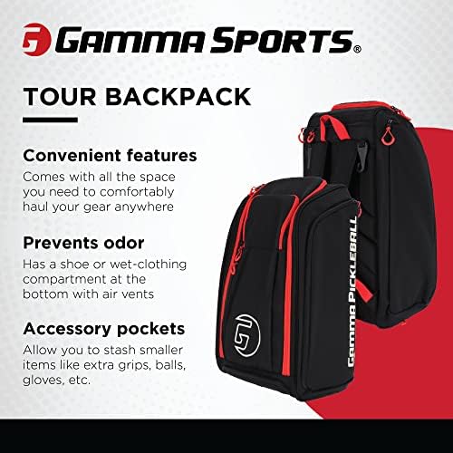 Ранец за спортска турнеја со гама, торба за пикабол отпорна на вода за лопатки од пикбол, опрема и облека, црна