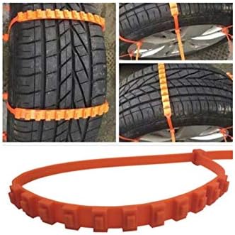 Универзална 10 парчиња портокалова практична синџир за снежни гуми со камиони со камиони со тркала Антискидни ланци со лизгање на ланци