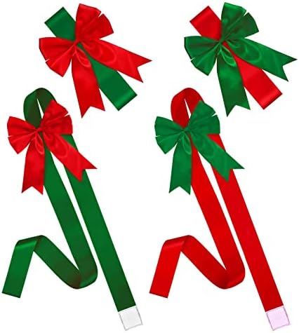 Ков сет од 8 виси ленти со ленти Божиќна декорација за кујнски плакари, зад столчиња, врати, огради и прозорци - зелена и црвена боја
