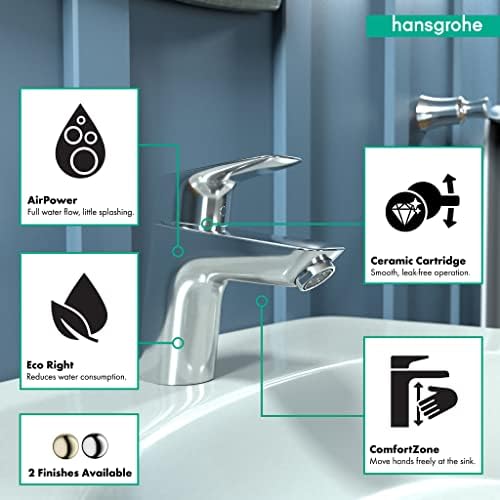 Hansgrohe Logis модерна заштеда на вода со низок проток 1 рачка 1 5-инчен висока тапа за мијалник за бања во Chrome, 71078001
