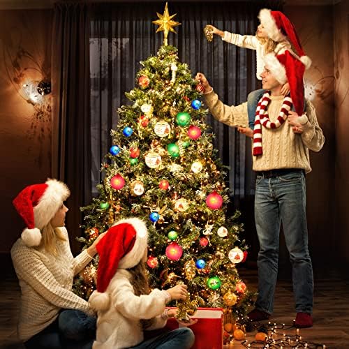 Орнаменти на топката за новогодишни елки, 28ft 25 сијалици на отворено Божиќни жици, светла за Божиќни светла, приклучоци за крај до крај, украси