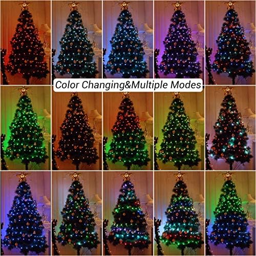 Brizlabs Color Промена на бајки, 66ft 200 LED Божиќни светла разнобојни со далечински, бели светло -светла на Божиќ + светла за новогодишни елки, 98ft 300 LED болни светла што се менув