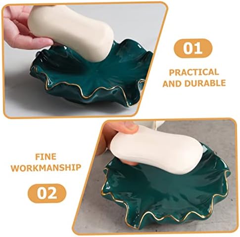 Зеродеко керамички лотос лисја сапун сапун јајларска садска сад декоративна послужавник сад за сад за сад за јадење сад сад за чинија за туш
