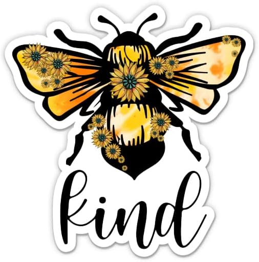 Пчела kindубезна мед пчела loveубов мир убава цветна налепница - 3 налепница за лаптоп - водоотпорен винил за автомобил, телефон, шише