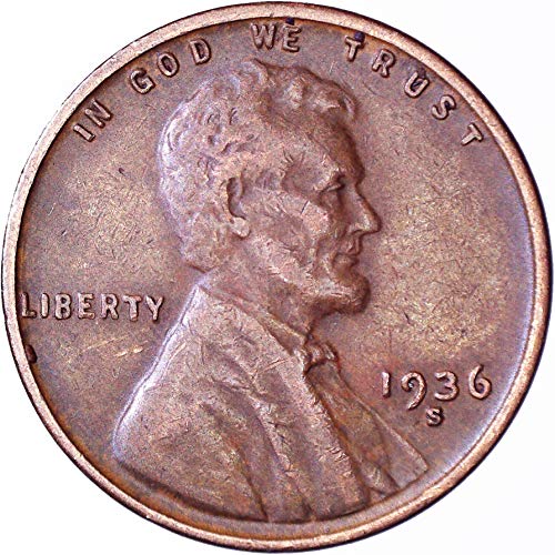 1936 S Линколн пченица цент 1C многу фино