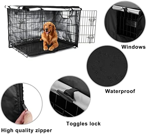 Сенмортр двојна врата кучиња гајба за покривање жица за кучиња покритие водоотпорна трајна лесна 420D полиестер миленичиња одгледувачница