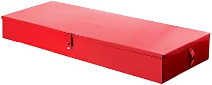 Кутија за алатки за метални метали - 23,6 x 9.3 x 3,6 кутија за складирање/организација со 24 мерачи и издржлива црвена завршница - 5896