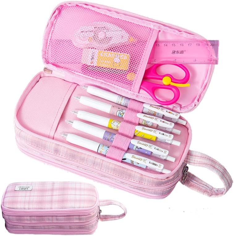 LJWSPP Голем капацитет за молив, симпатична кутија за моливи за девојчиња - кутија со моливи за деца - торба со моливи 3 оддел