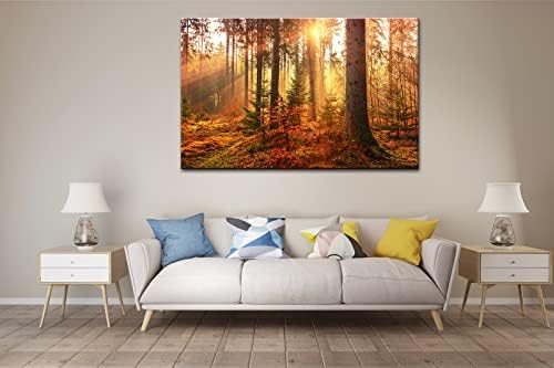 MSSPART Мистерија шумска светлина wallидна уметност, природа пејзаж слики платно отпечатоци од wallидни декор, есенски дрвја Слики