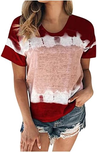 Yayiya тинејџерска девојка со кратки ракави кошула градиентски блок во боја графички врвови маички чамец вратот дневна вратоврска боја летна есенска кошула 2023 годин?