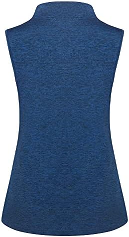 Moqivgi женски голф кошула без ракави 1/4 зип трендовски обичен резервоар за вежбање врвови со јака