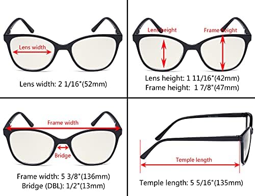 Очила 4 Спакувајте Преголеми Очила За Читање-Читатели За Дизајн На Мачкини Очи За Читање Жени