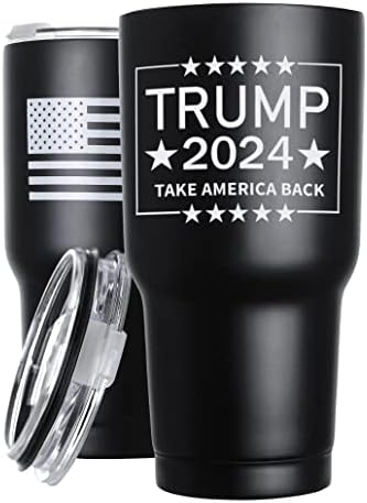XccMe Трамп 2024 Вратете Ја Америка Назад Гимнастик Со Американско Знаме, 30oz Шолја За Кафе Од Нерѓосувачки челик, Двојна Ѕидна