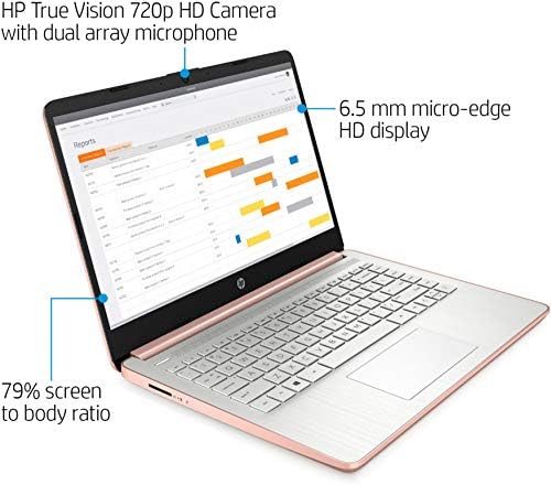2022 Кс Поток 14во лаптоп, Интел Celeron N4020 Двојадрен Процесор, 4gb DDR4 Меморија, 128gb складирање ,HDMI, WiFi, Веб Камера, Bluetooth, 1-Годишен Мајкрософт 365, Win10 S, Розово Злато