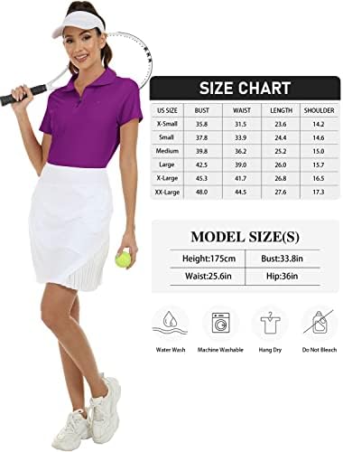 Mofiz Women's upf 50+ Краток ракав голф тенис Поло кошула поштеди ладење куглање кошула Брзо суво вежбање активна маица
