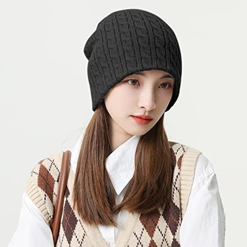 РВИДБЕ Зимски капи за жени, густо топло мода на женското време, зимска модна мода, манжетни плетени капи, плетени капи