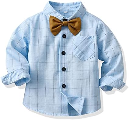 Мојкис Студио Детско облекување костум за фустан за бебиња за момчиња господа облеки поставува кошули со лак за врски + облека за