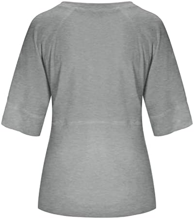 Женски 3/4 bellвонски ракави маички лабави врвни маици со чамец на вратот случајна каваи основна летна есенска облека наспроти облека наспроти