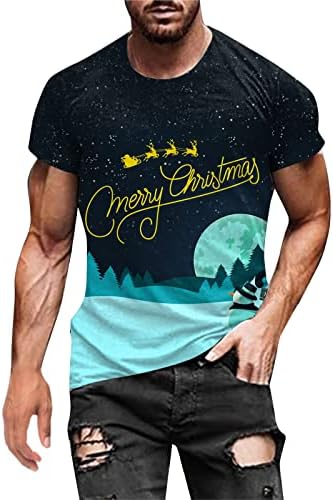 Здфер Менс маици Божиќ Дедо Мраз за печатење на кратки ракави на кратки ракави Смешни Божиќни графички партии тенок вклопуваат мускулни маички