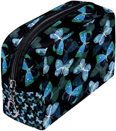 Торба за тоалети, козметичка торба за патувања за жени, сина тиркизна зелена пеперутка гроздобер